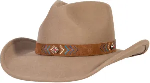 MIX BROWN Western Cowboy Hat for Men & Women 100% Wool Wide Brim Cowgirl Hats Outback Panama Rancher Felt Hat