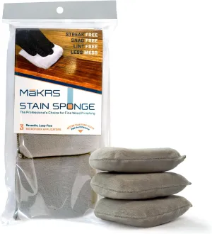 MāKRS Stain Sponge, 3-Pack Staining Pads, Lint, Snag and Streak-Free Applicator Sponges, Micro-Brush Material Over Foam Core, for Wood Stains and All Finishes, Easy to Use with Consistent Application
