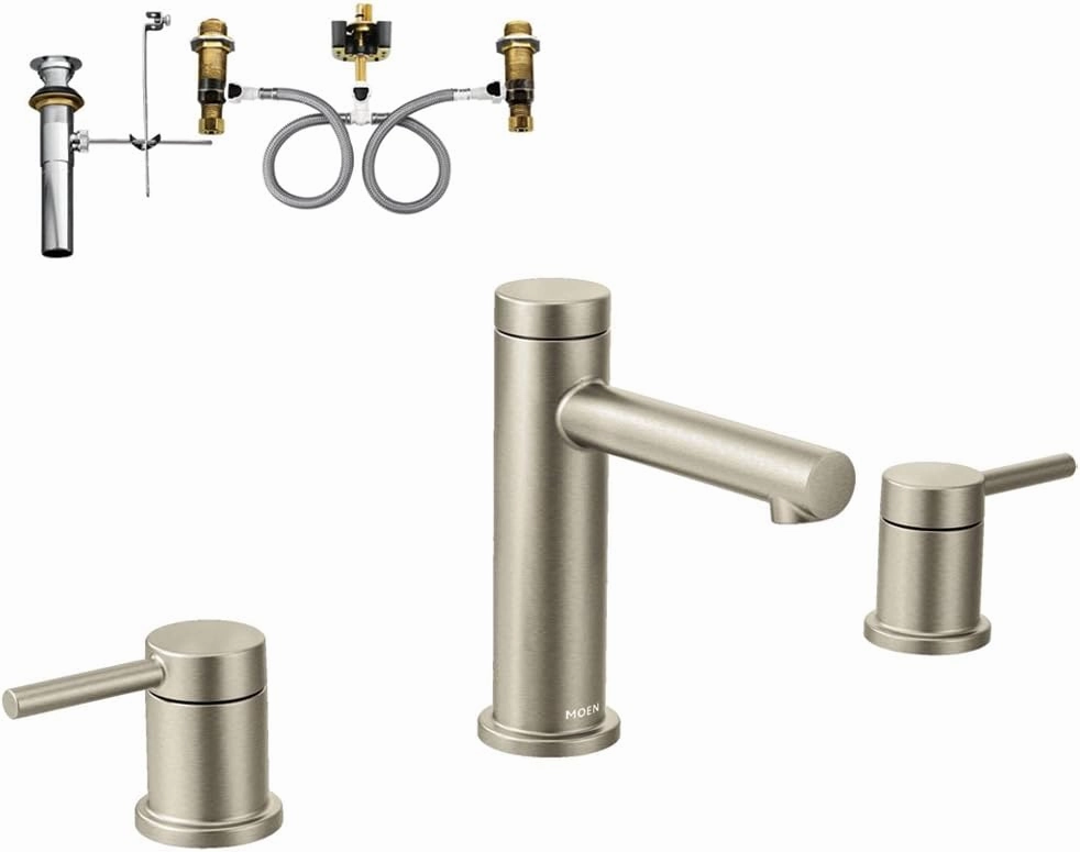 Moen K-T6193BN Align 2-Handle Lavatory Faucet with Rough-in and Drain, Brushed Nickel