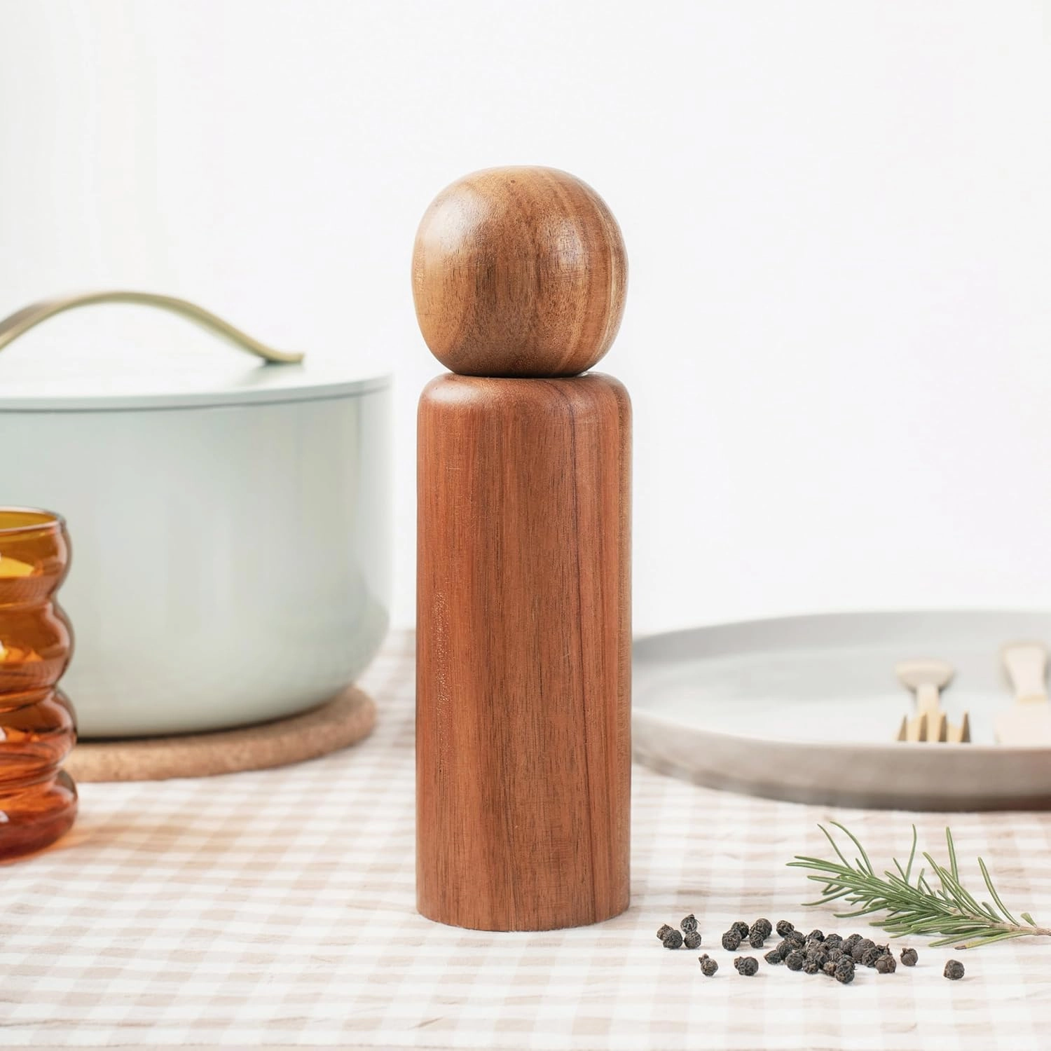 MONDAY MOOSE Manual Refillable Acacia Wood Salt and Pepper Grinder Spice Mill (Large, 1pc - Grinder)