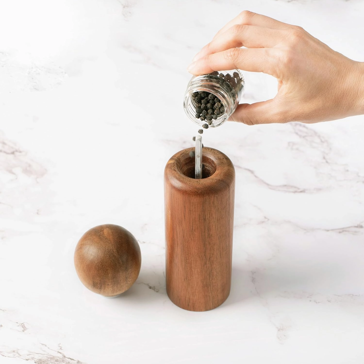 MONDAY MOOSE Manual Refillable Acacia Wood Salt and Pepper Grinder Spice Mill (Large, 1pc - Grinder)