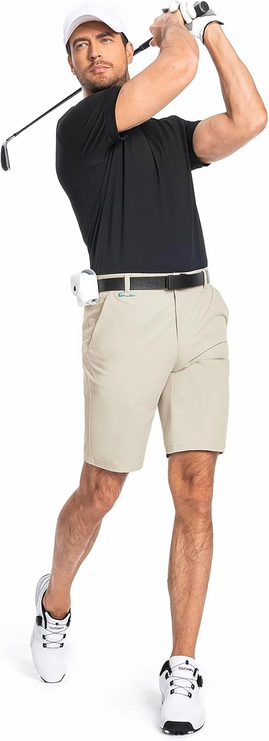 Moosehill Mens Golf Dress Casual Shorts 7" 10" Quick Dry Stretch Anti-Wrinkle Flat Front with 4 Pockets for Work Hybrid Chino