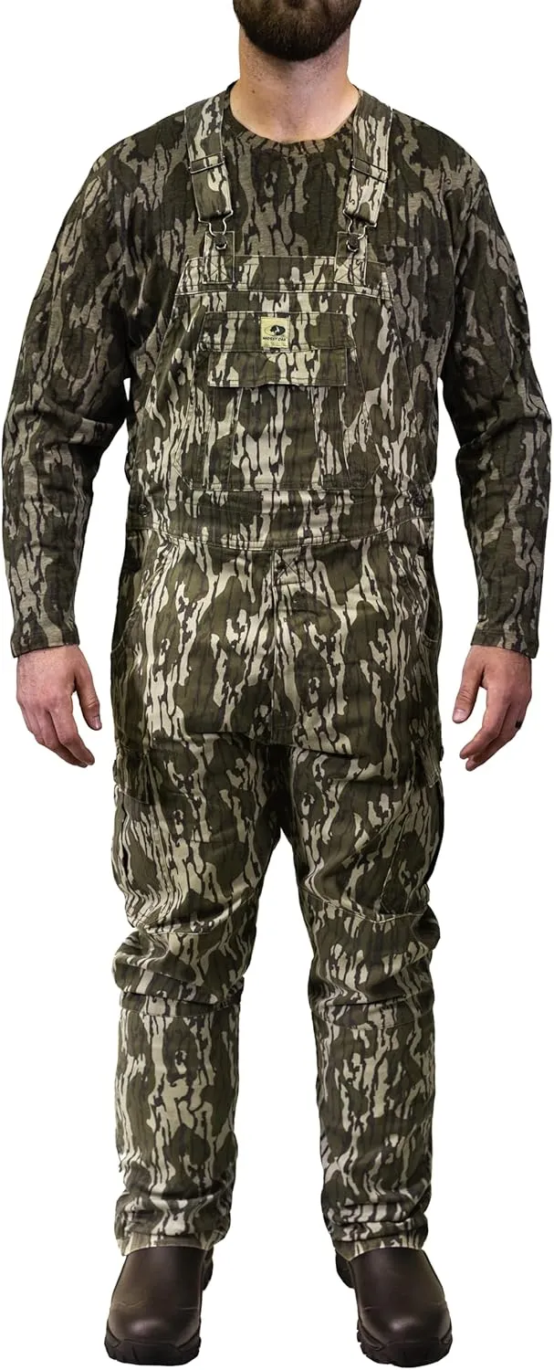 Mossy Oak Cotton Mill 2.0 Camo Hunting Bibs, Uninsulated Camo Overalls for Men