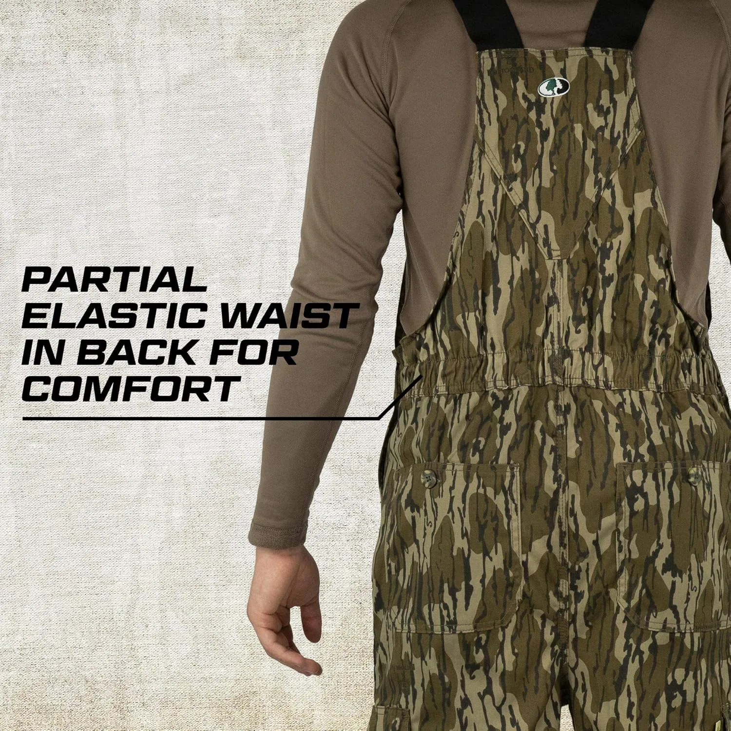Mossy Oak Cotton Mill 2.0 Camo Hunting Bibs, Uninsulated Camo Overalls for Men