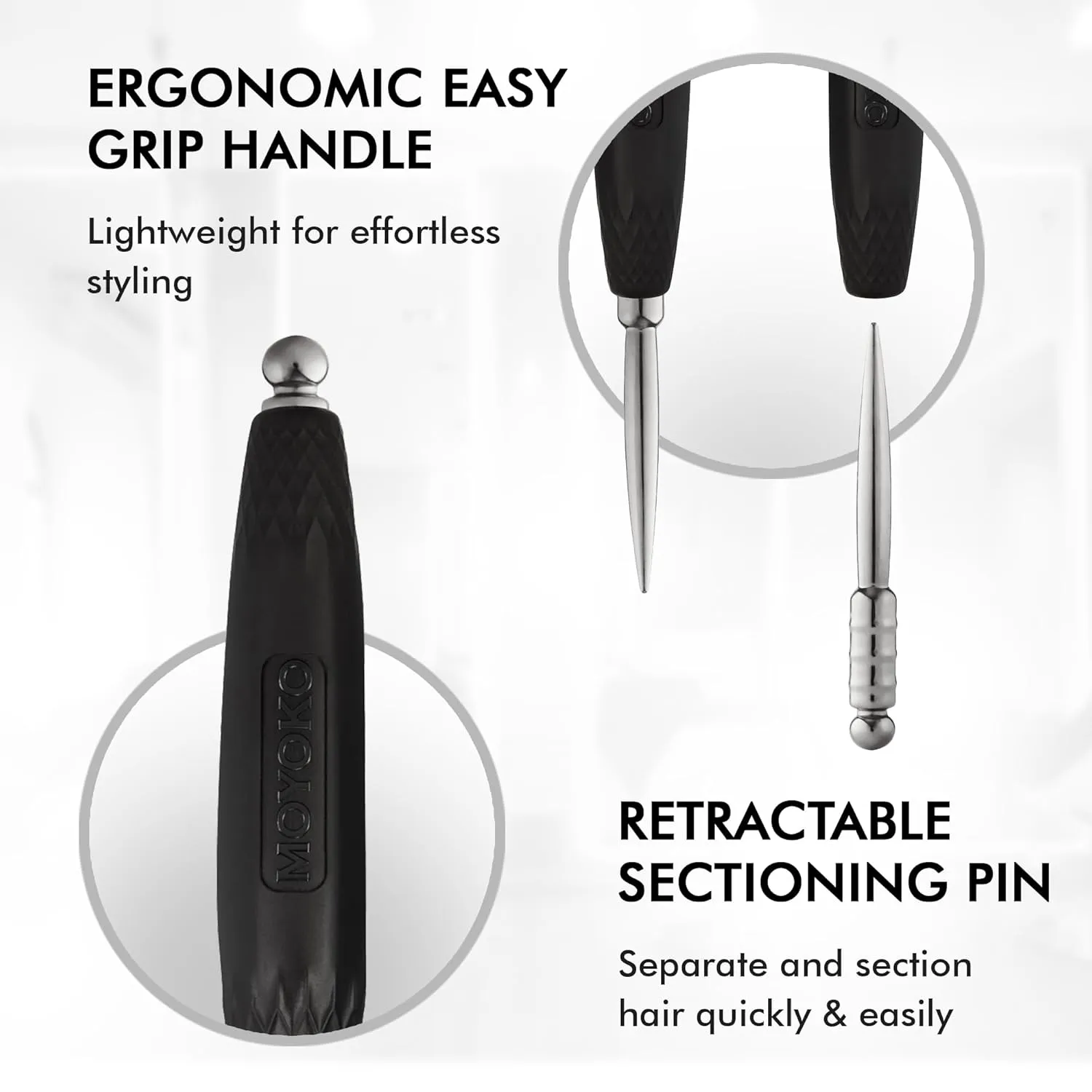 MOYOKO Silver Arch Round Brush for Blow Out (45mm) Professional Metal Round Hair Brush for Blow Drying Hair with Sectioning Pin, Salon Quality Honeycomb Design with Anti-Static Ionic Technology