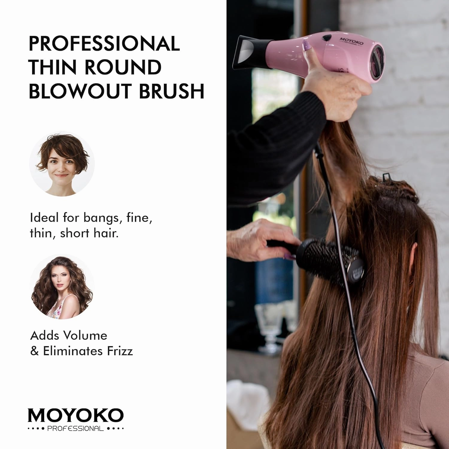 MOYOKO Silver Arch Round Brush for Blow Out (35mm) Professional Metal Round Hair Brush for Blow Drying Hair with Sectioning Pin, Salon Quality Honeycomb Design with Anti-Static Ionic Technology