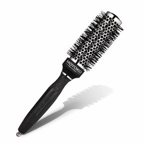 MOYOKO Silver Arch Round Brush for Blow Out (35mm) Professional Metal Round Hair Brush for Blow Drying Hair with Sectioning Pin, Salon Quality Honeycomb Design with Anti-Static Ionic Technology