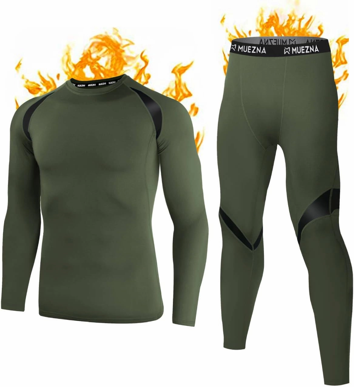 Muezna Men's Thermal Top and Bottom Set Underwear Long Johns Base Layer with Soft Fleece Lined