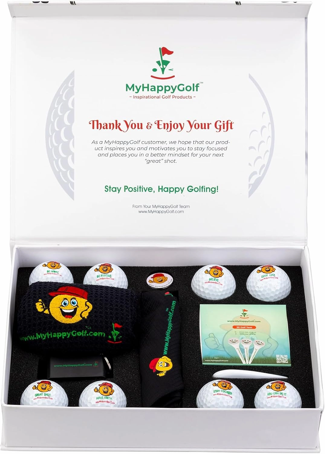 My Happy Golf- Golf Ball Bag with Motivational Proverbs - New with Slight Misprints - Elevate Your Game with Inspiring Messages | Bulk Golf Balls