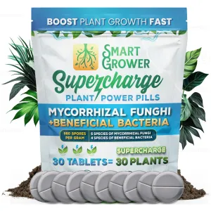 Mycorrhizal Fungi Tablets with Beneficial Bacteria, No-Mess, Easy to Use, Boost Plant Growth Fast, Natural Smart Grower Supercharge Plant Power Pills - 30 Tablets for 30 Plants