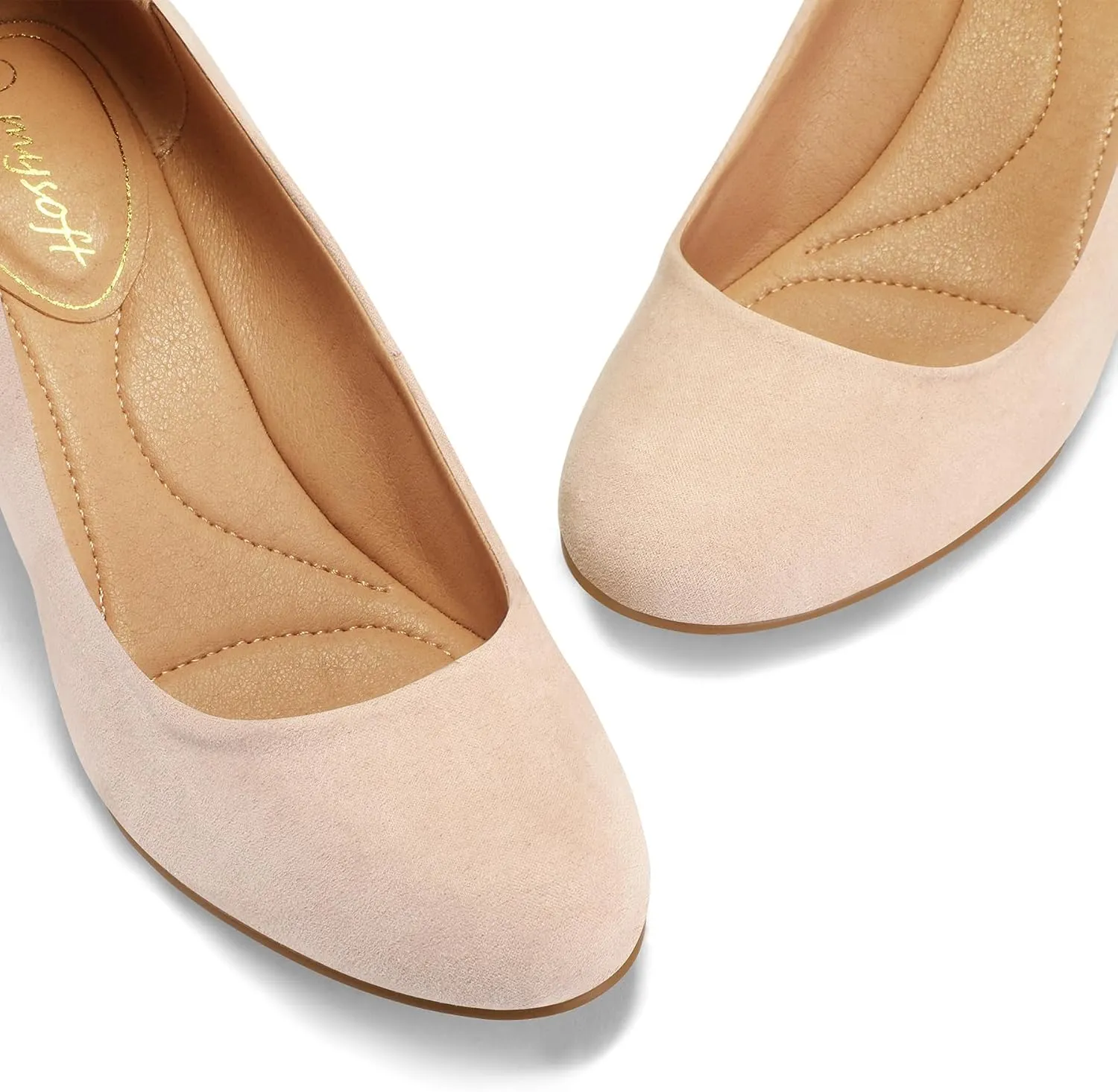 mysoft Women's Pumps Low Chunky Block Heel Round Toe Comfortable Dress Shoes