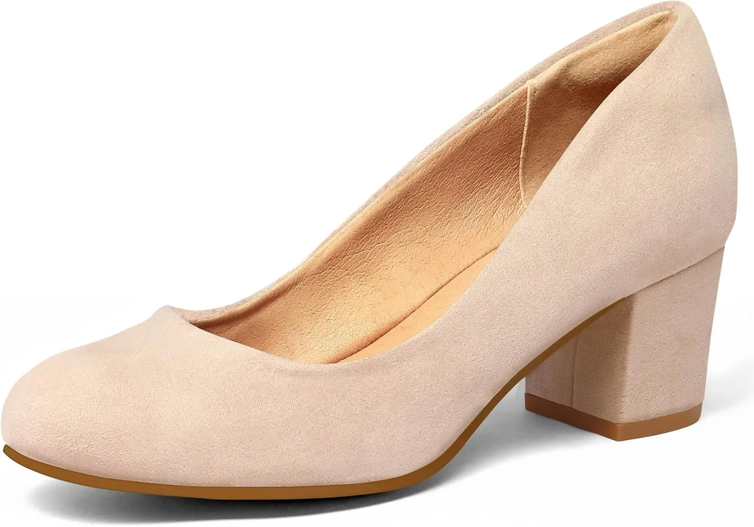 mysoft Women's Pumps Low Chunky Block Heel Round Toe Comfortable Dress Shoes
