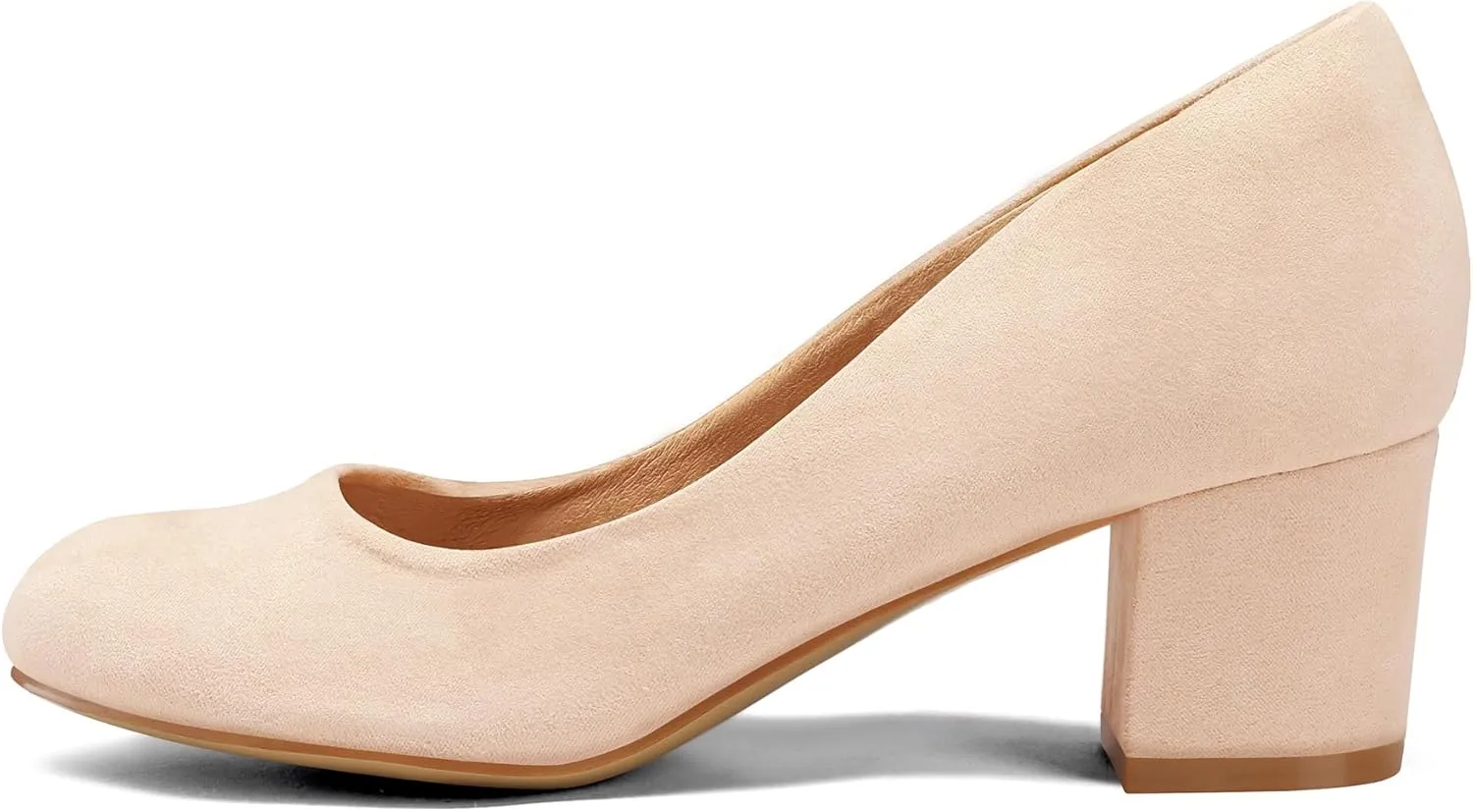 mysoft Women's Pumps Low Chunky Block Heel Round Toe Comfortable Dress Shoes