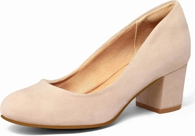 mysoft Women's Pumps Low Chunky Block Heel Round Toe Comfortable Dress Shoes