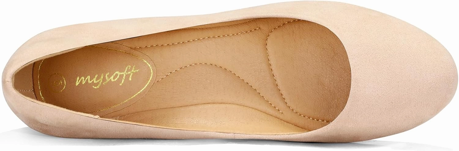 mysoft Women's Pumps Low Chunky Block Heel Round Toe Comfortable Dress Shoes