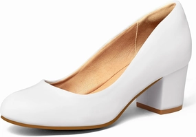 mysoft Women's Pumps Low Chunky Block Heel Round Toe Comfortable Dress Shoes