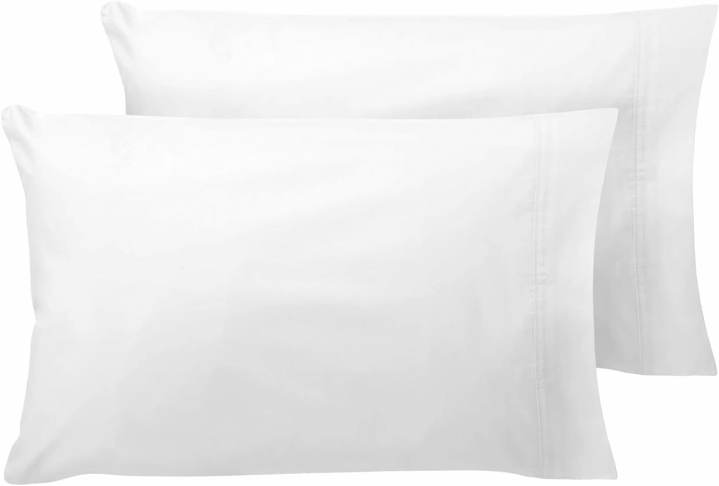 Nate Home by Nate Berkus 200TC 100% Cotton 2-Piece Percale Pillowcase Set | Crisp, Comfortable, and Breathable Bedding from mDesign - Set of 2 Standard/Queen Size, Snow (White)