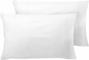 Nate Home by Nate Berkus 200TC 100% Cotton 2-Piece Percale Pillowcase Set | Crisp, Comfortable, and Breathable Bedding from mDesign - Set of 2 Standard/Queen Size, Snow (White)
