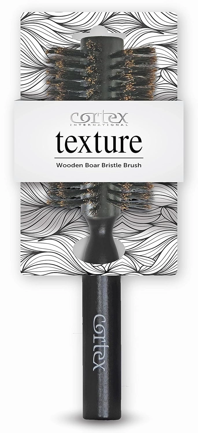 Natural Bristle Hair Brush, Black 2.75", for Men & Women, for Drying All Hair Types, Fine and Coarse, Wooden Handle