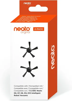 Neato Robotics Original Replacement Parts- Side Brushes (2-Pack), Black. Compatible with Neato D6, D7, D8, D9, D10 Robot Vacuums