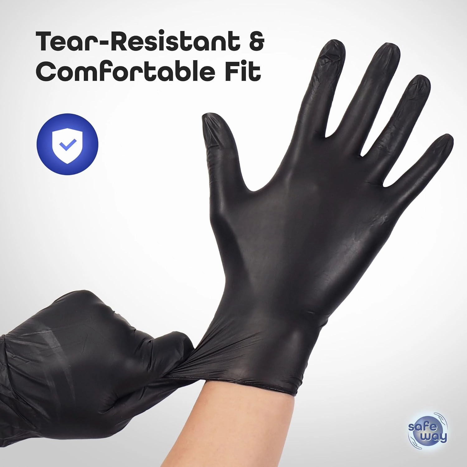 Nitrile-Vinyl Blended Disposable Gloves, Powder-Free & Non-Latex Gloves, 1000, Protective Gloves for Medical Exams, Cooking & Household Cleaning, 4 Mil Thick Non-Sterile Secure Grip Black, Medium
