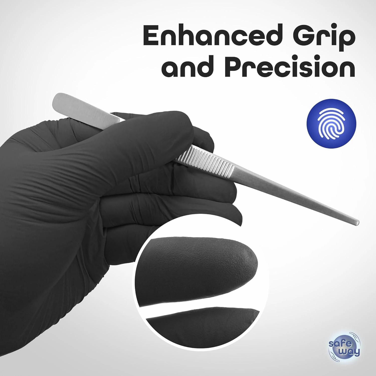 Nitrile-Vinyl Blended Disposable Gloves, Powder-Free & Non-Latex Gloves, 1000, Protective Gloves for Medical Exams, Cooking & Household Cleaning, 4 Mil Thick Non-Sterile Secure Grip Black, Medium
