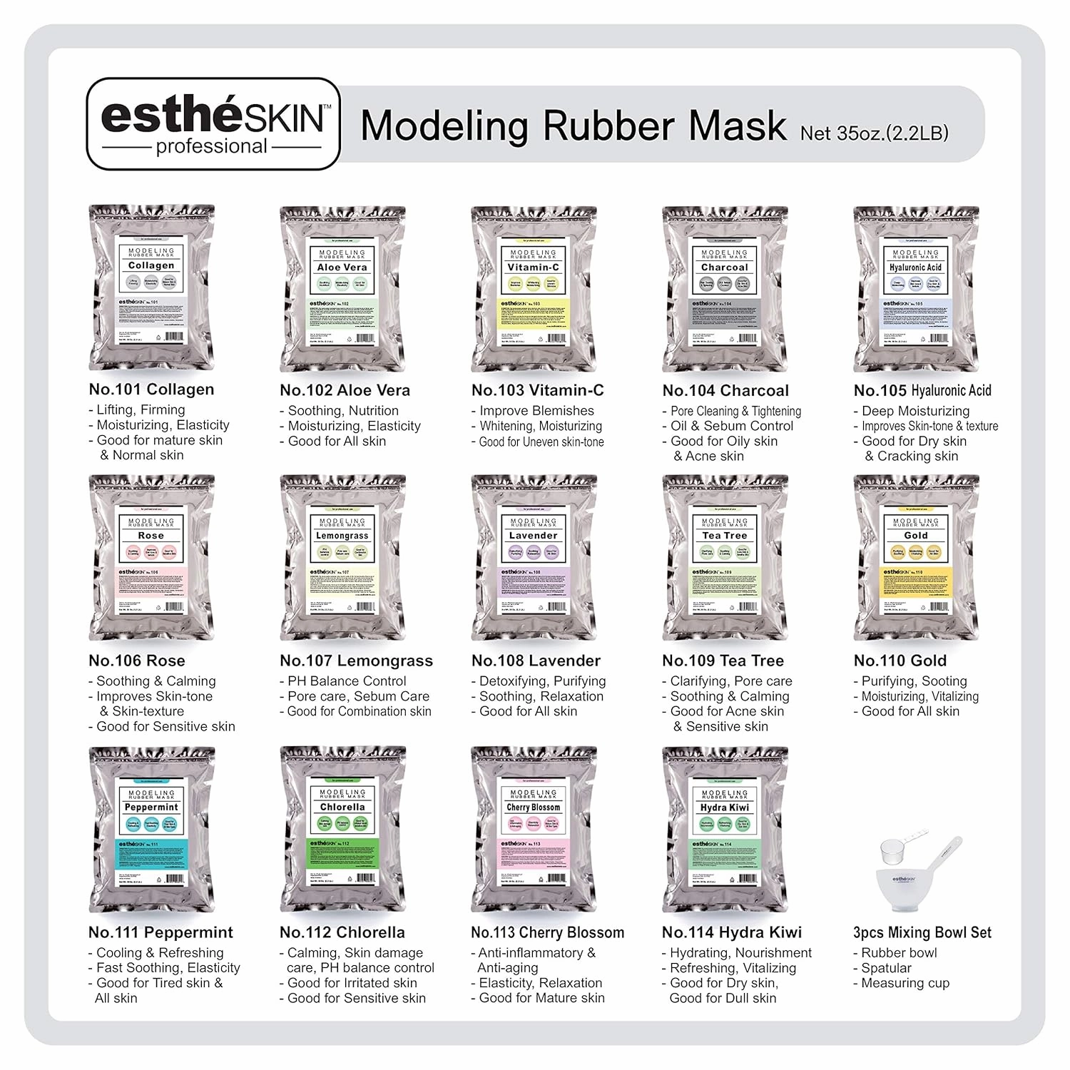 No.108 Lavender Modeling Mask Powder for Professional Facial Treatment, 35 Oz. (2 pack)