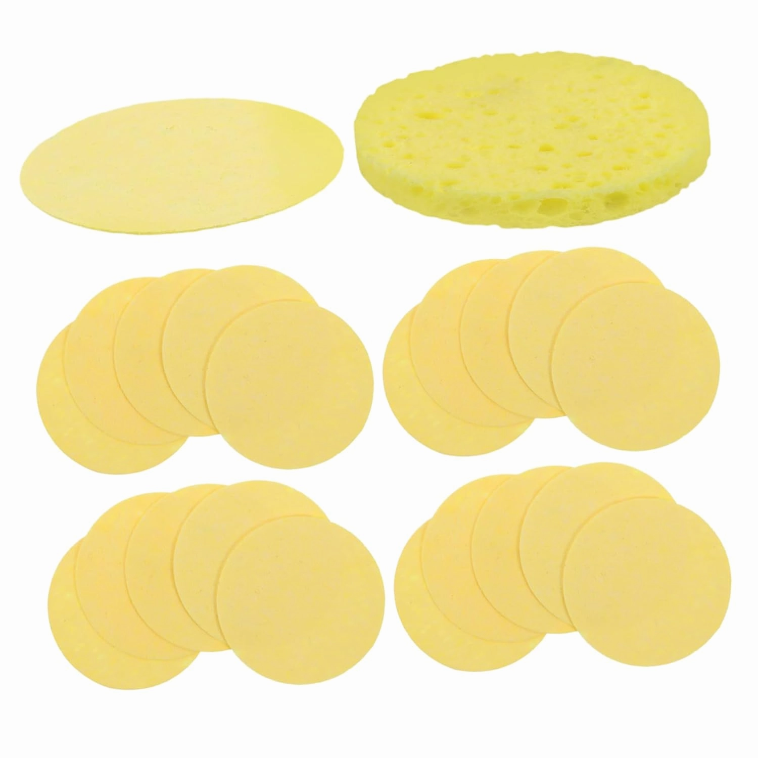 NOLITOY 150pcs Compressed Face Cleansing Sponges Natural Pulp Round Sponges for Gentle Exfoliation Makeup Removal Deep Cleansing for Personal Professional Use