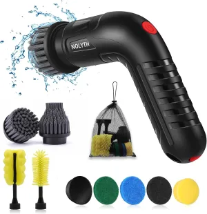 NOLYTH Cordless Electric Spin Scrubber: IPX7 Waterproof Bathroom Cleaning Brush - 8 Replaceable Heads 2 Speed Ergonomic Design - Shower/Tub/Tile Efficient Cleaning - Gifts for Arthritis-Friendly