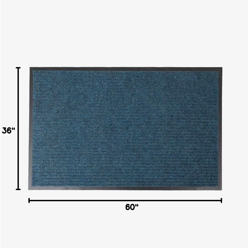 Notrax 109 Brush Step Carpeted Indoor/Outdoor Entrance Mat for Home or Office, 3' X 5', Absorbent Slip Resistant Heavy Duty Entry Mat, Slate Blue, 109S0035BU