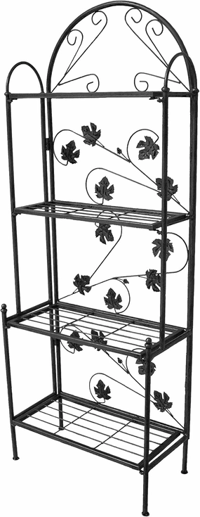 Oakland Living 4-Tier Black Bakers Rack Plant Stand with Leaves
