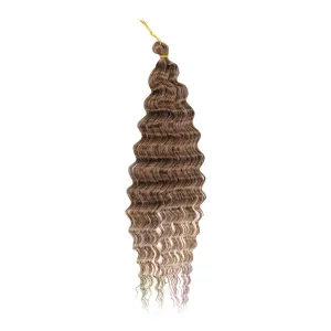 Ocean Wave Crochet Hair 22 Inch 3 Packs Brown Deep Wave Curly Braiding Hair Extensions Pink Synthetic Curly Crochet Hair for Black Women