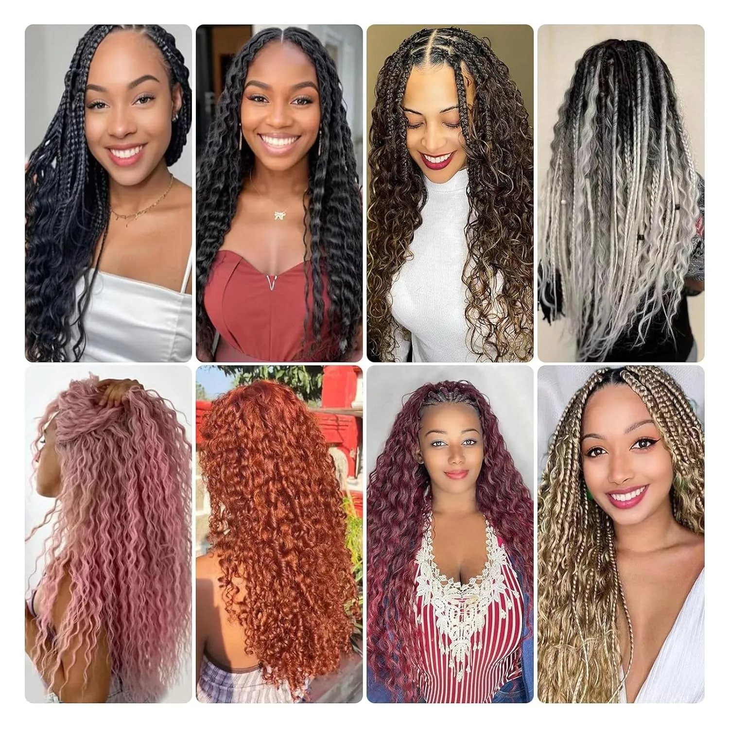 Ocean Wave Crochet Hair 22 Inch 3 Packs Brown Deep Wave Curly Braiding Hair Extensions Pink Synthetic Curly Crochet Hair for Black Women