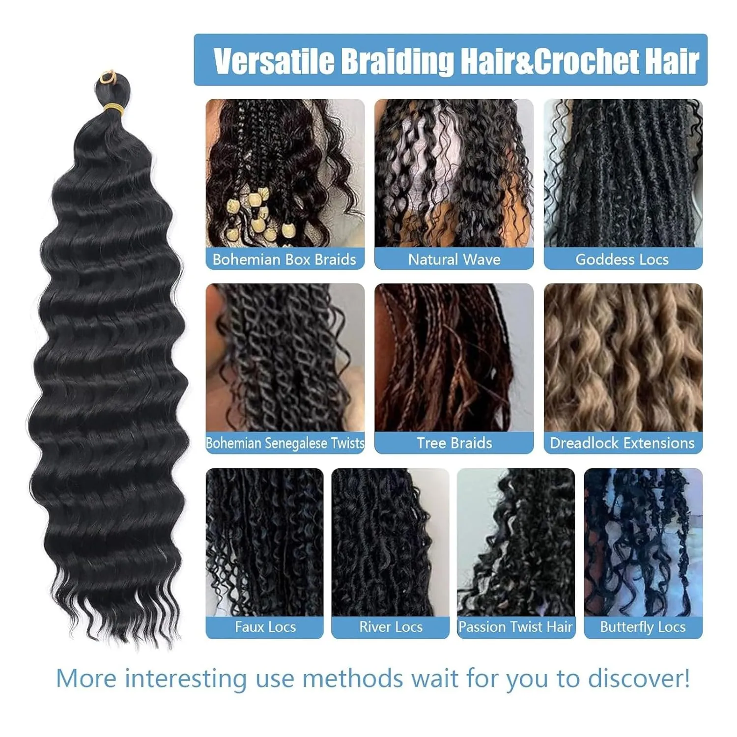 Ocean Wave Crochet Hair 22 Inch 3 Packs Brown Deep Wave Curly Braiding Hair Extensions Pink Synthetic Curly Crochet Hair for Black Women