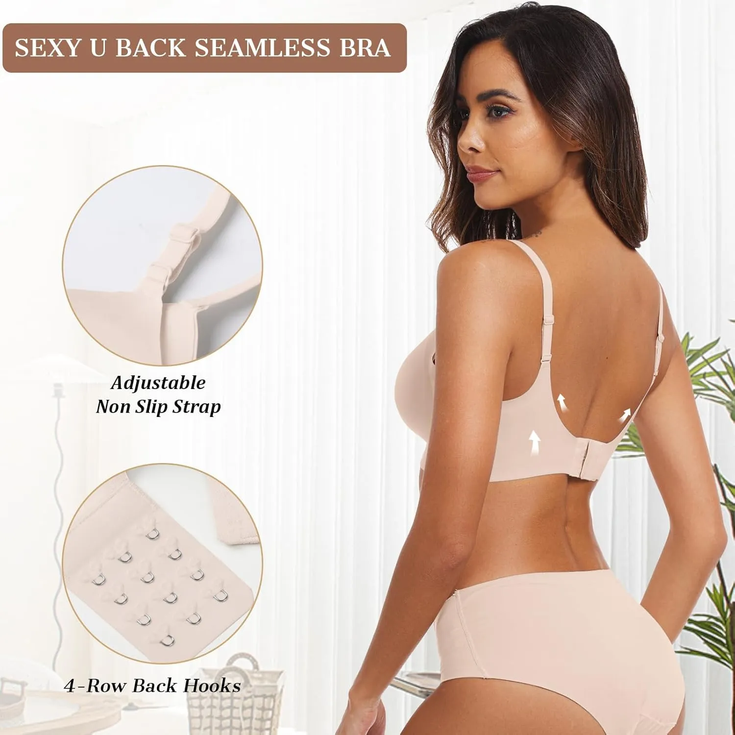 OEAK Womens Wireless Bras Comfortable Push Up Bra No Underwire Bra Full Support Lift Bralette Everyday Seamless Tshirt Bras