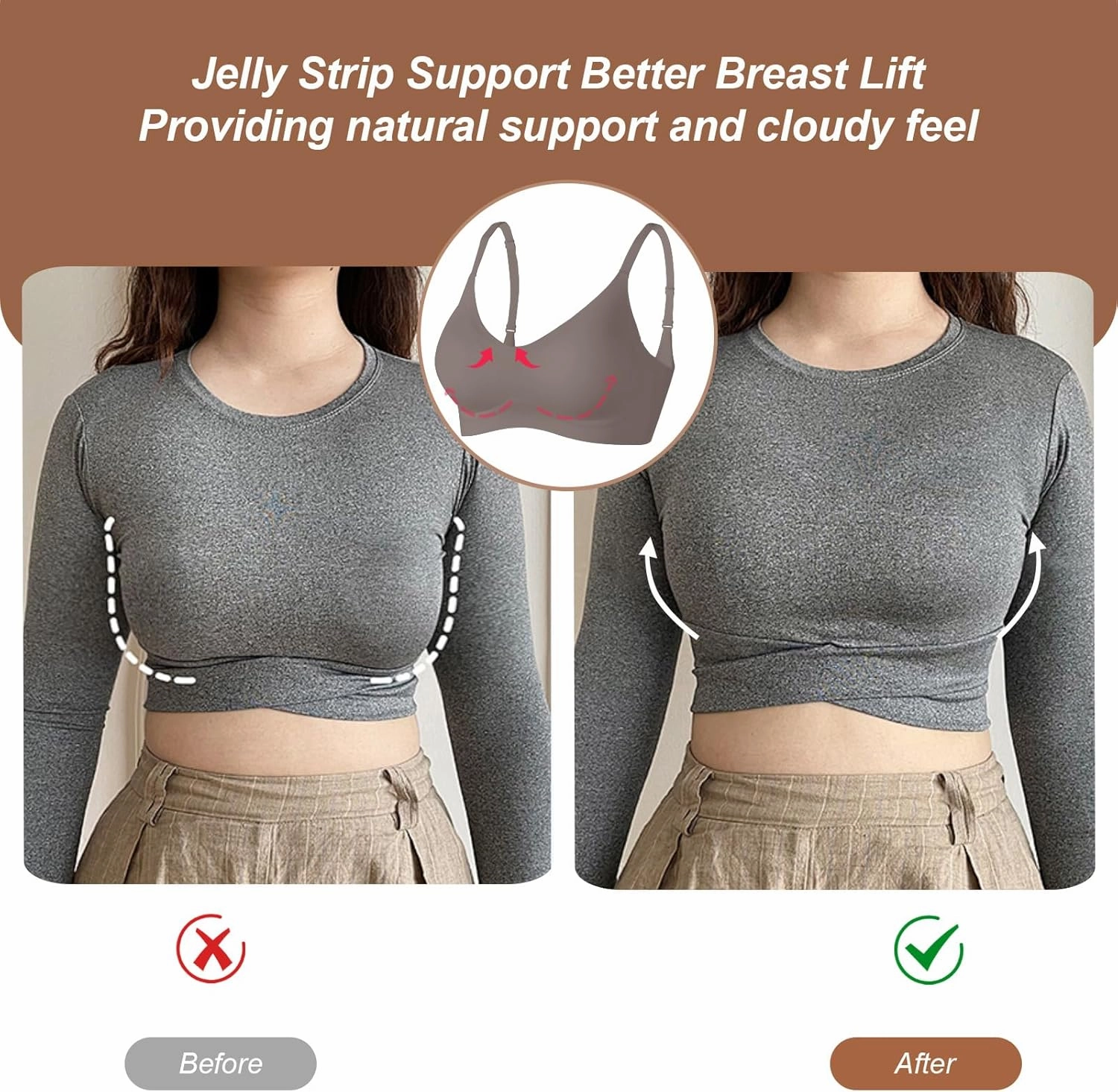 OEAK Womens Wireless Bras Comfortable Push Up Bra No Underwire Bra Full Support Lift Bralette Everyday Seamless Tshirt Bras