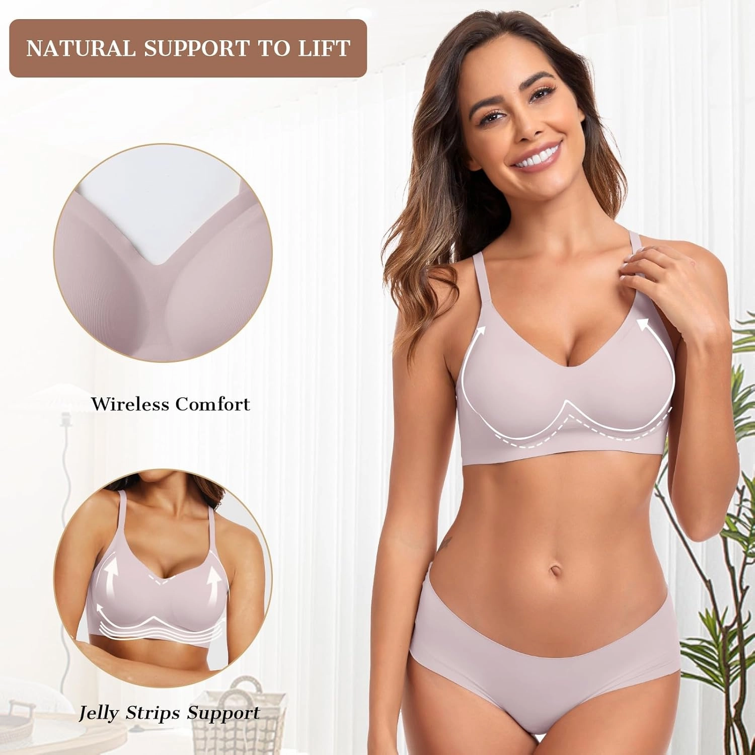 OEAK Womens Wireless Bras Comfortable Push Up Bra No Underwire Bra Full Support Lift Bralette Everyday Seamless Tshirt Bras