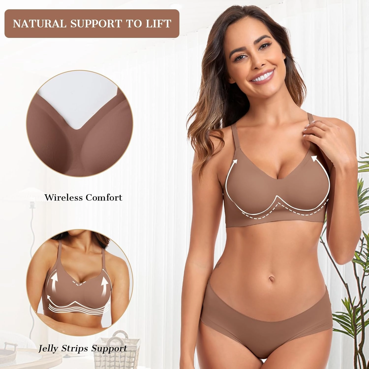 OEAK Womens Wireless Bras Comfortable Push Up Bra No Underwire Bra Full Support Lift Bralette Everyday Seamless Tshirt Bras