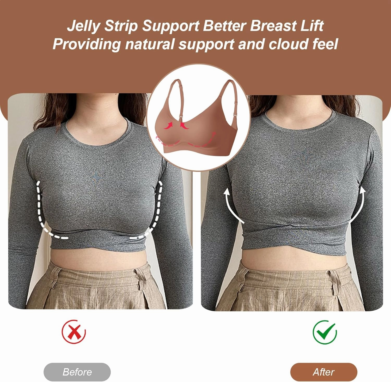 OEAK Womens Wireless Bras Comfortable Push Up Bra No Underwire Bra Full Support Lift Bralette Everyday Seamless Tshirt Bras