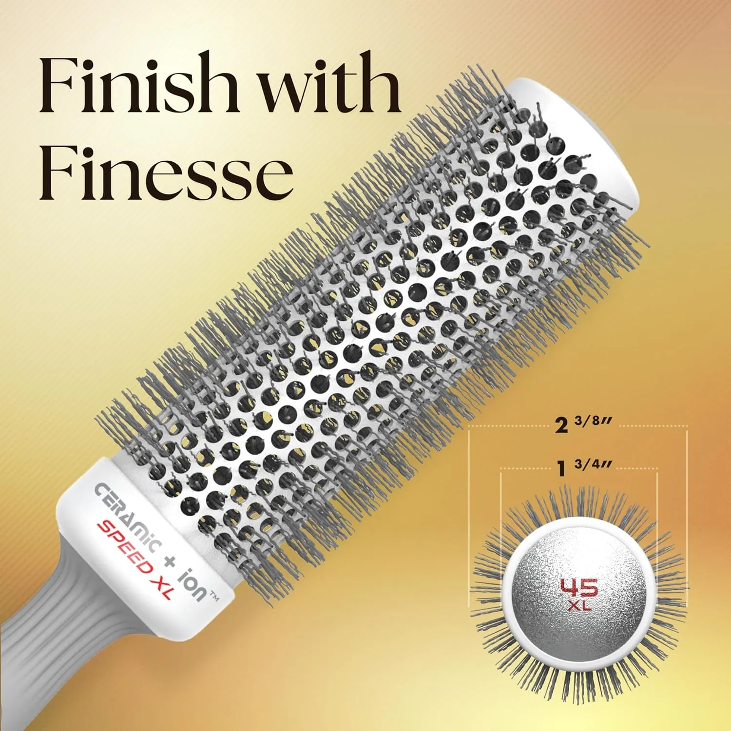 Olivia Garden Ceramic   Ion Speed XL Round Thermal Hair Brush - Not Electrical - Professional Blowout Brush for Normal to Thick Hair - Fast-Drying Roller