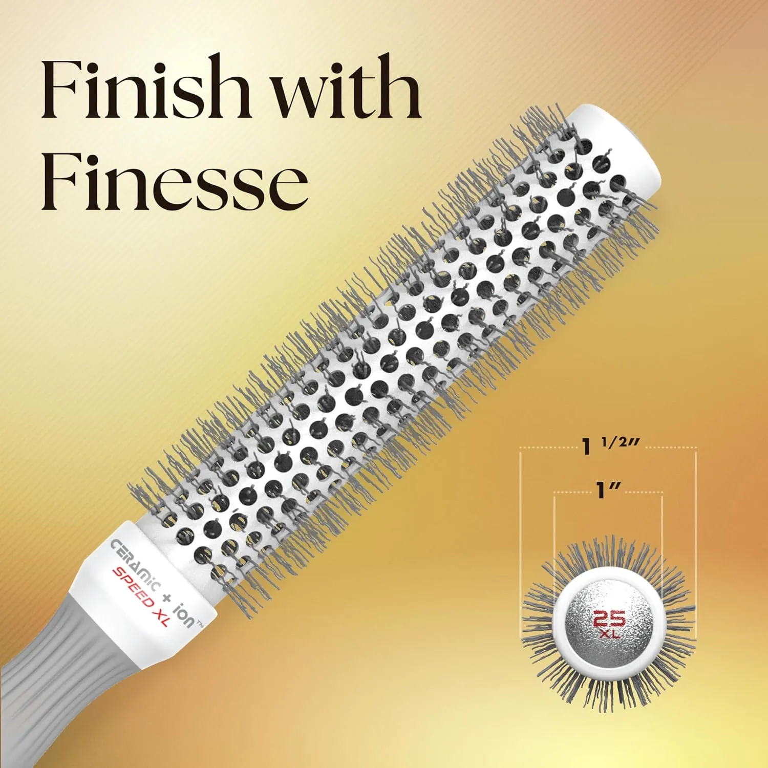 Olivia Garden Ceramic   Ion Speed XL Round Thermal Hair Brush - Not Electrical - Professional Blowout Brush for Normal to Thick Hair - Fast-Drying Roller