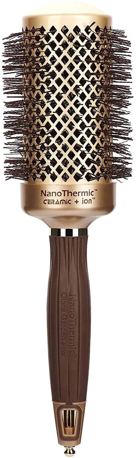 Olivia Garden NanoThermic Ceramic   Ion Round Thermal Hair Brush - Not Electrical - Professional Blowout Brush for Normal to Thick Hair