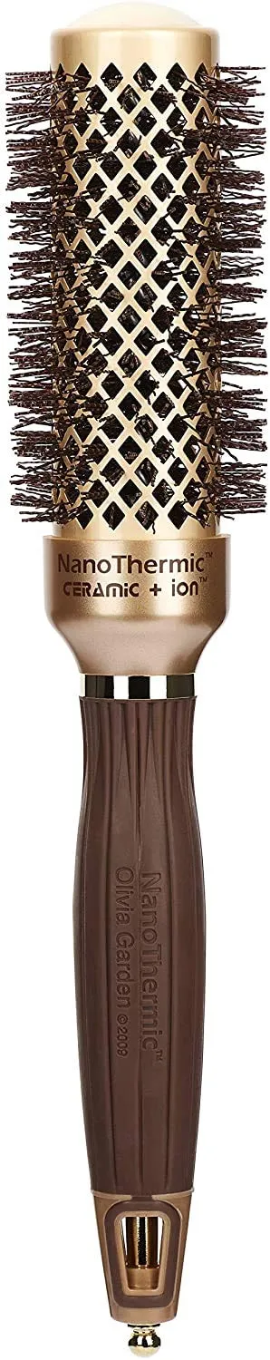 Olivia Garden NanoThermic Ceramic   Ion Round Thermal Hair Brush - Not Electrical - Professional Blowout Brush for Normal to Thick Hair