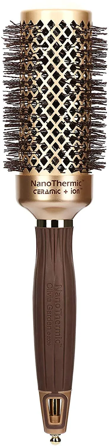 Olivia Garden NanoThermic Ceramic   Ion Round Thermal Hair Brush - Not Electrical - Professional Blowout Brush for Normal to Thick Hair