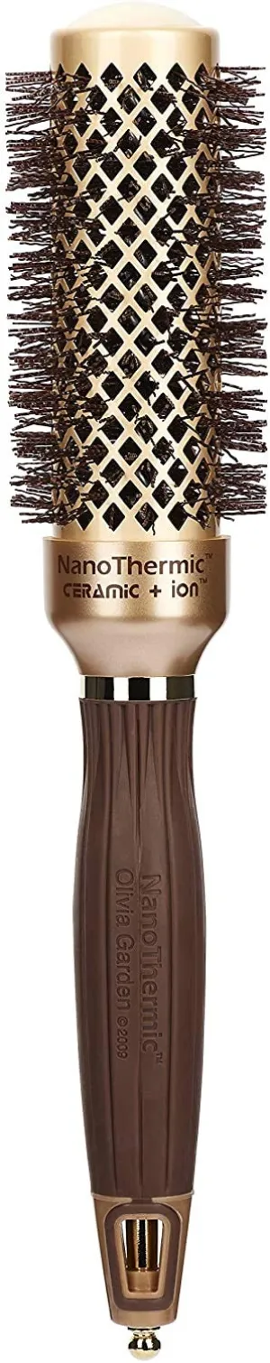Olivia Garden NanoThermic Ceramic   Ion Round Thermal Hair Brush - Not Electrical - Professional Blowout Brush for Normal to Thick Hair