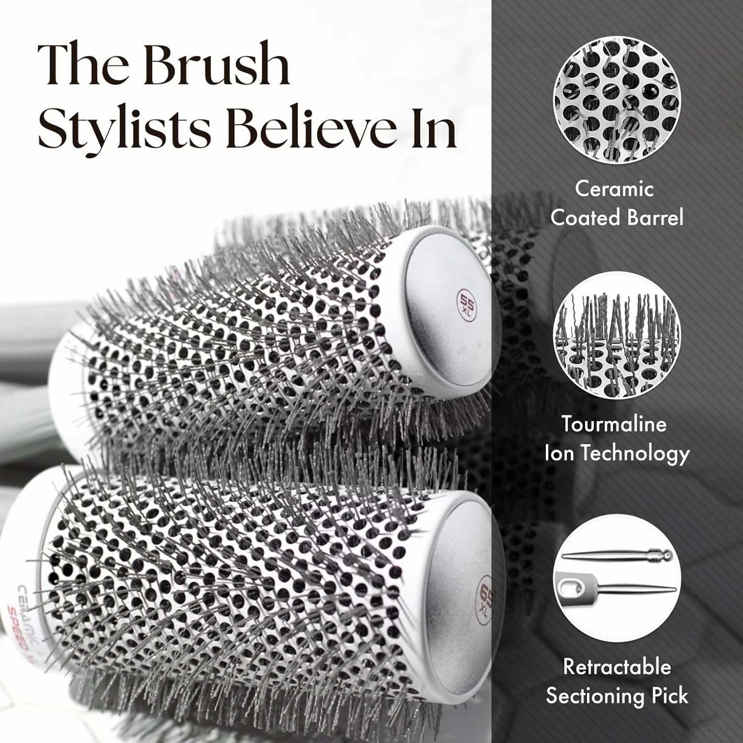 Olivia Garden Ceramic   Ion Speed XL Round Thermal Hair Brush - Not Electrical - Professional Blowout Brush for Normal to Thick Hair - Fast-Drying Roller