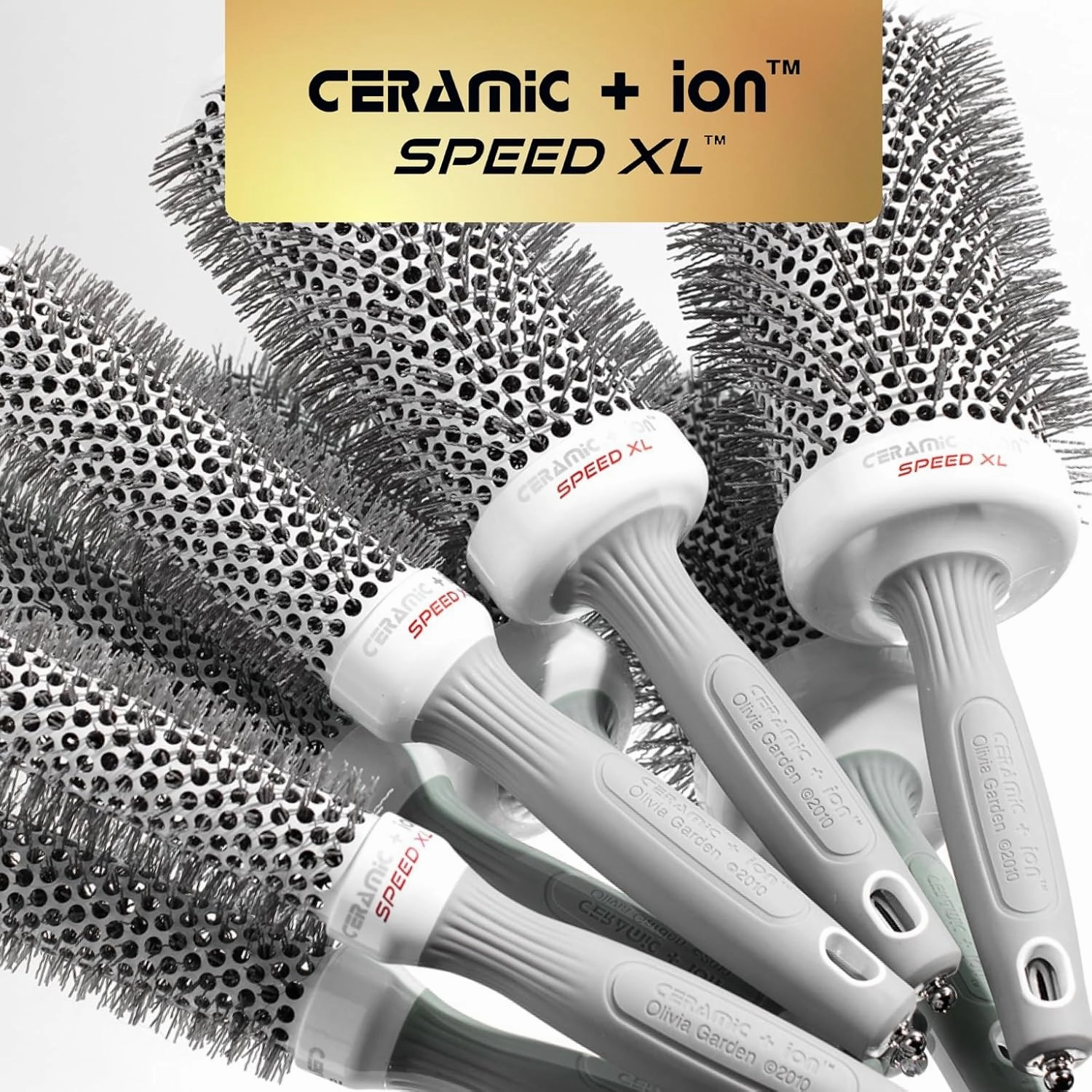 Olivia Garden Ceramic   Ion Speed XL Round Thermal Hair Brush - Not Electrical - Professional Blowout Brush for Normal to Thick Hair - Fast-Drying Roller