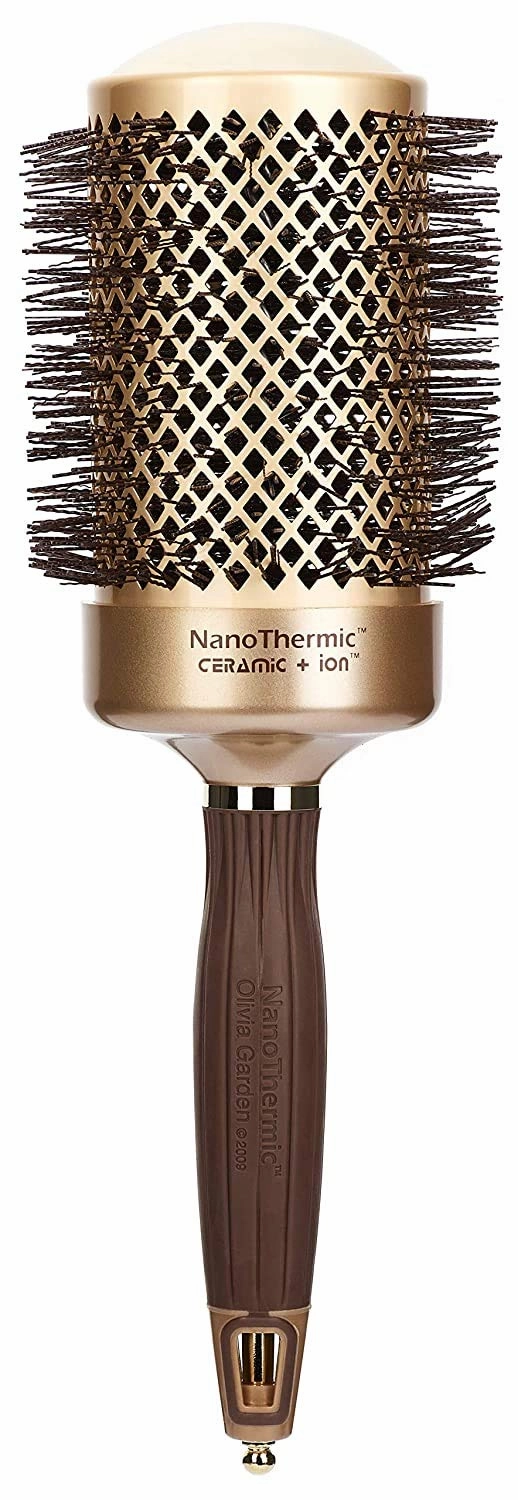 Olivia Garden NanoThermic Ceramic   Ion Round Thermal Hair Brush - Not Electrical - Professional Blowout Brush for Normal to Thick Hair