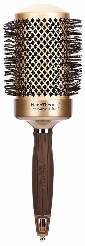 Olivia Garden NanoThermic Ceramic   Ion Round Thermal Hair Brush - Not Electrical - Professional Blowout Brush for Normal to Thick Hair