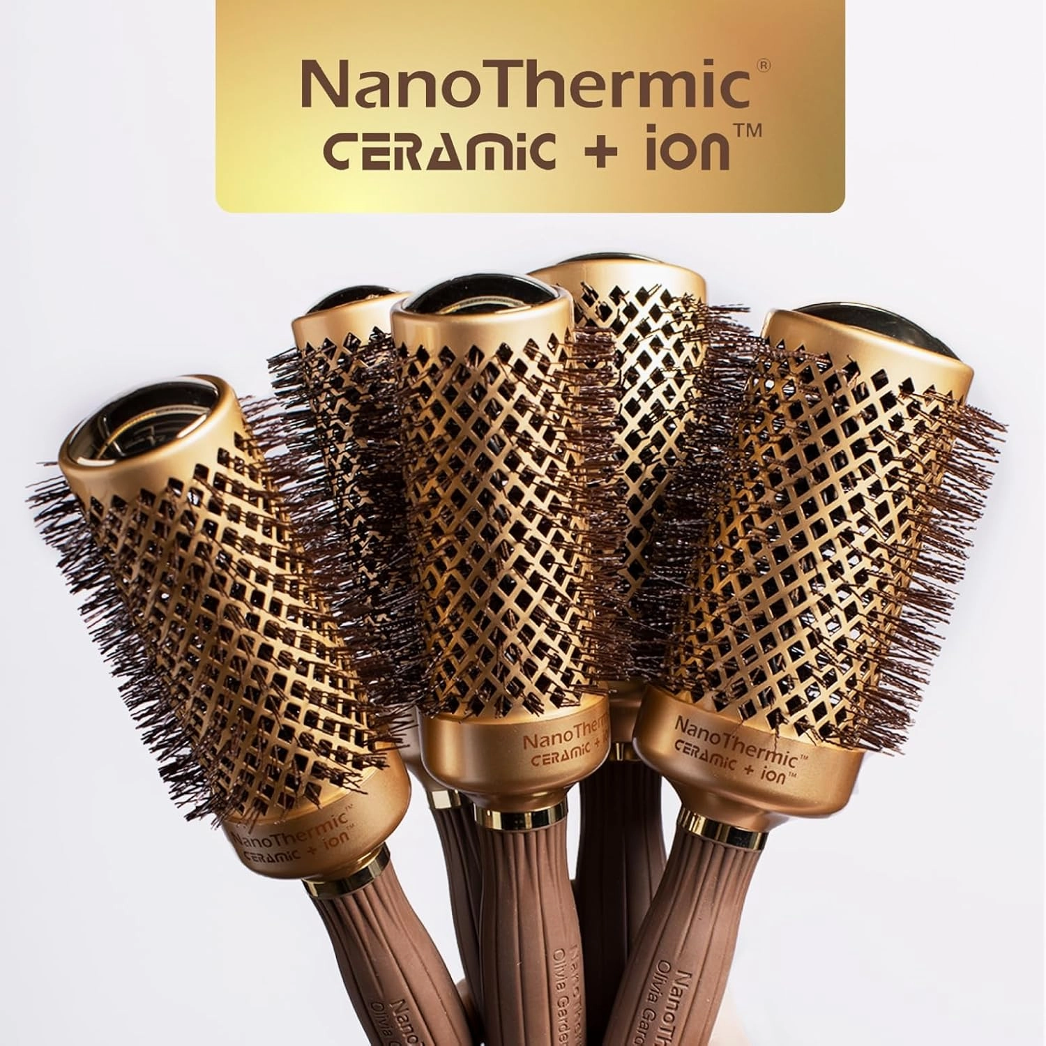 Olivia Garden NanoThermic Ceramic   Ion Round Thermal Hair Brush - Not Electrical - Professional Blowout Brush for Normal to Thick Hair